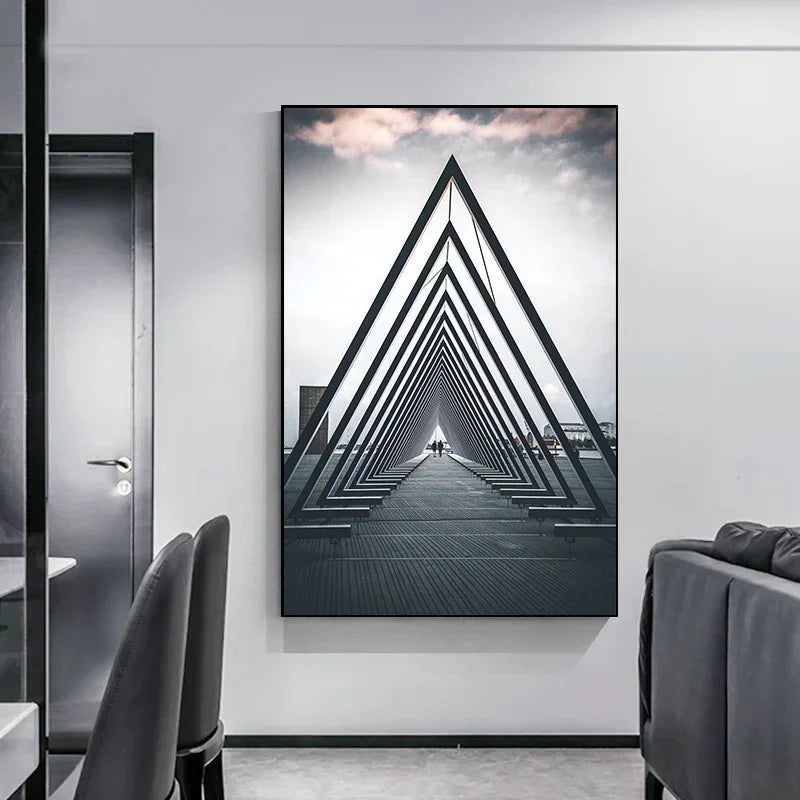Minimalist Abstract Architectural Wall Art Fine Art Canvas Prints Posters Pictures For Modern Apartment Living Room Home Office Decor | Skanto