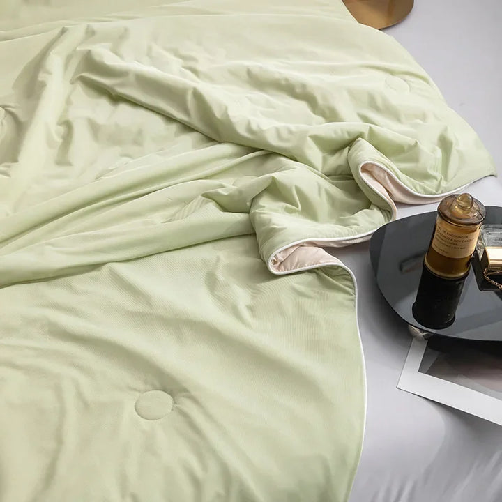 Air Condition Sommer Komforter — Ren Farge Is Silke Kjøleteppe, Lett & Glatt Twin/King Størrelse Quilt | Skanto