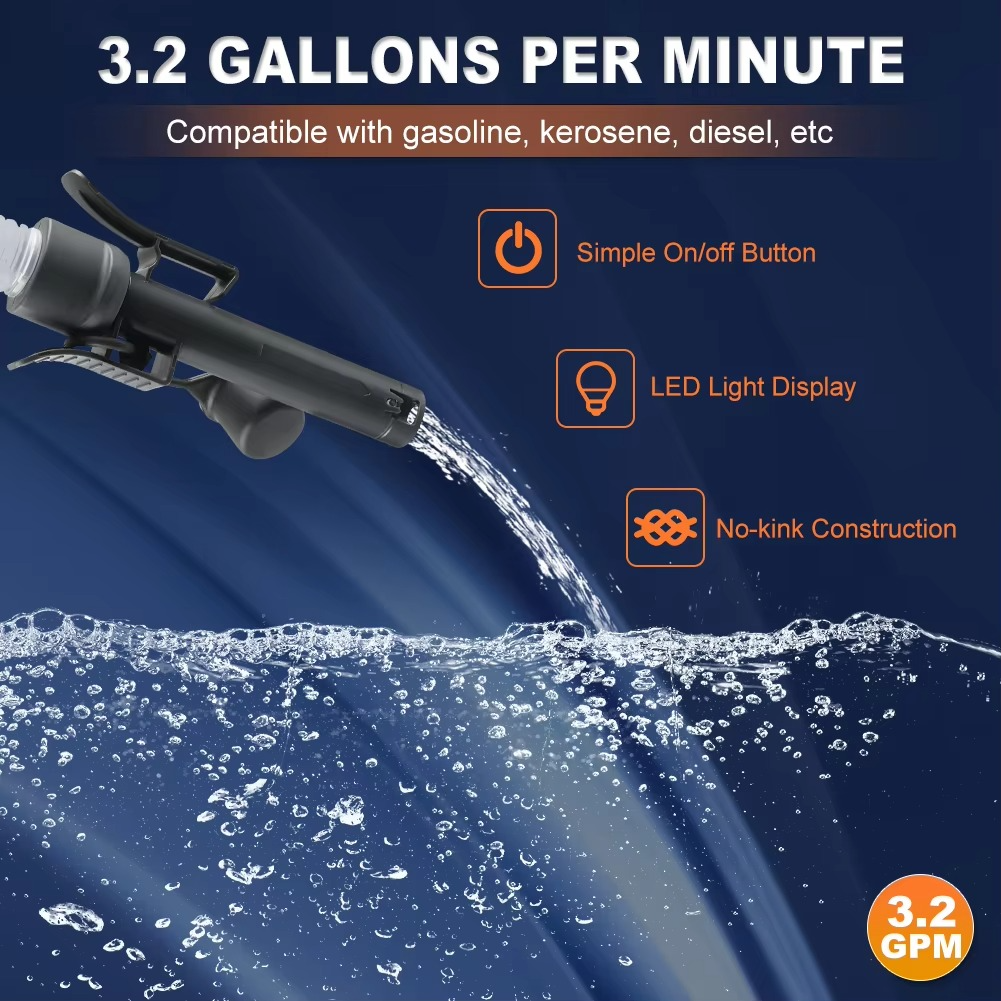 Skanto | Advanced 3.2GPM Auto-stop DC 12V fuel transfer pump with leak protection & 4-tank adapter