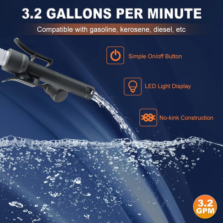 Skanto | Advanced 3.2GPM Auto-stop DC 12V fuel transfer pump with leak protection & 4-tank adapter