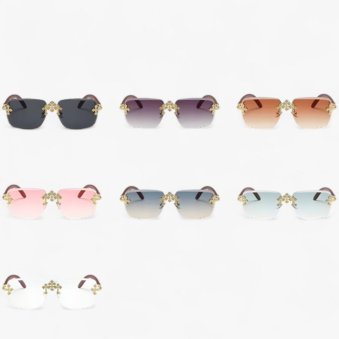 Rimless Steampunk Sunglasses with Metal Details – Nirex | Skanto
