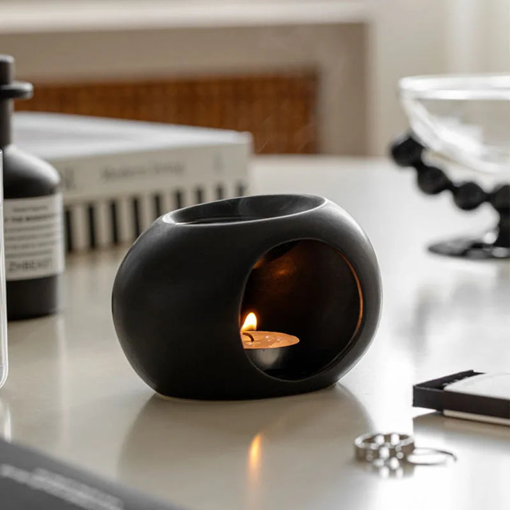 Skanto | Aroma Oven Scentura | Svart Keramisk Duftdiffuser | For Essensielle Oljer & Røkelsespinner | Spa & Hjem