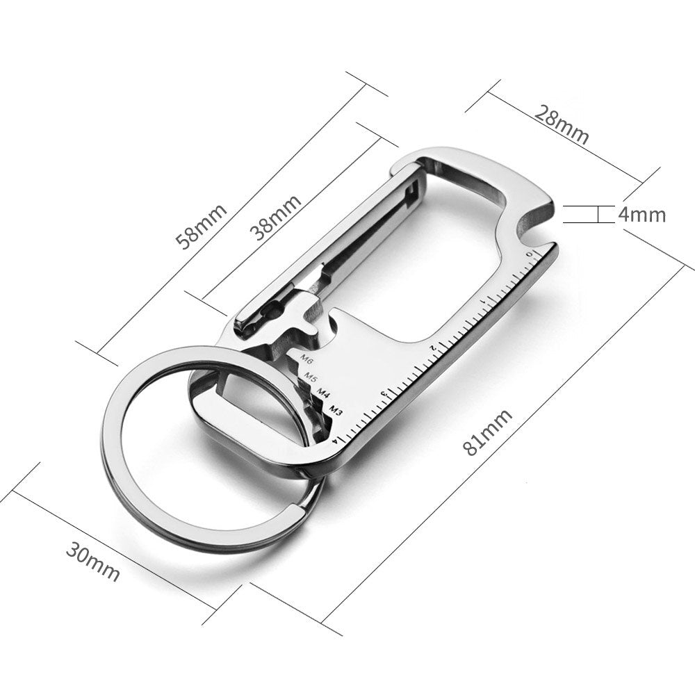 Skanto | Rustfritt Stål EDC Multi Tool Flaskåpner Nøkkelring