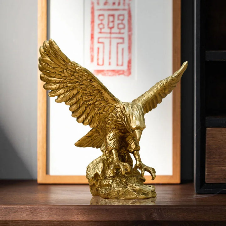 Skanto | Harpiks Gullørn Statue Kunst Dyremodell Samling Ornament Hjem Kontor Skrivebord Feng Shui Dekor Figurer enkel