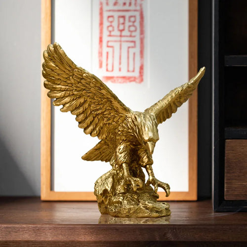 Skanto | Harpiks Gullørn Statue Kunst Dyremodell Samling Ornament Hjem Kontor Skrivebord Feng Shui Dekor Figurer enkel