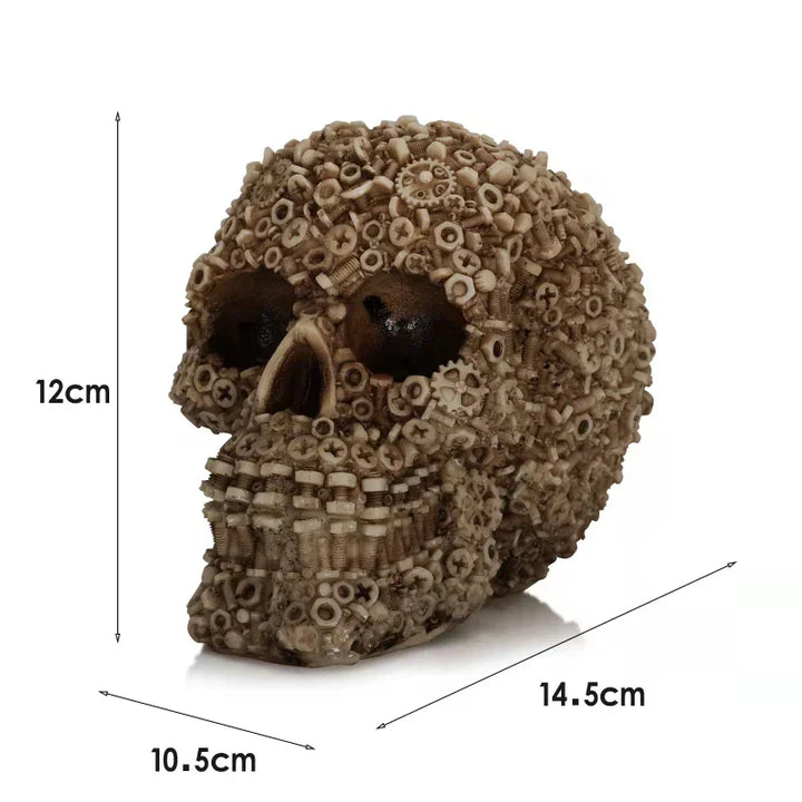 Skanto Harpiks Skrue Gir Mekanisk Stil Hodeskalle Dekorative Håndverk Ornament Hjem Dekor Statue Halloween Dekorasjon Skulptur