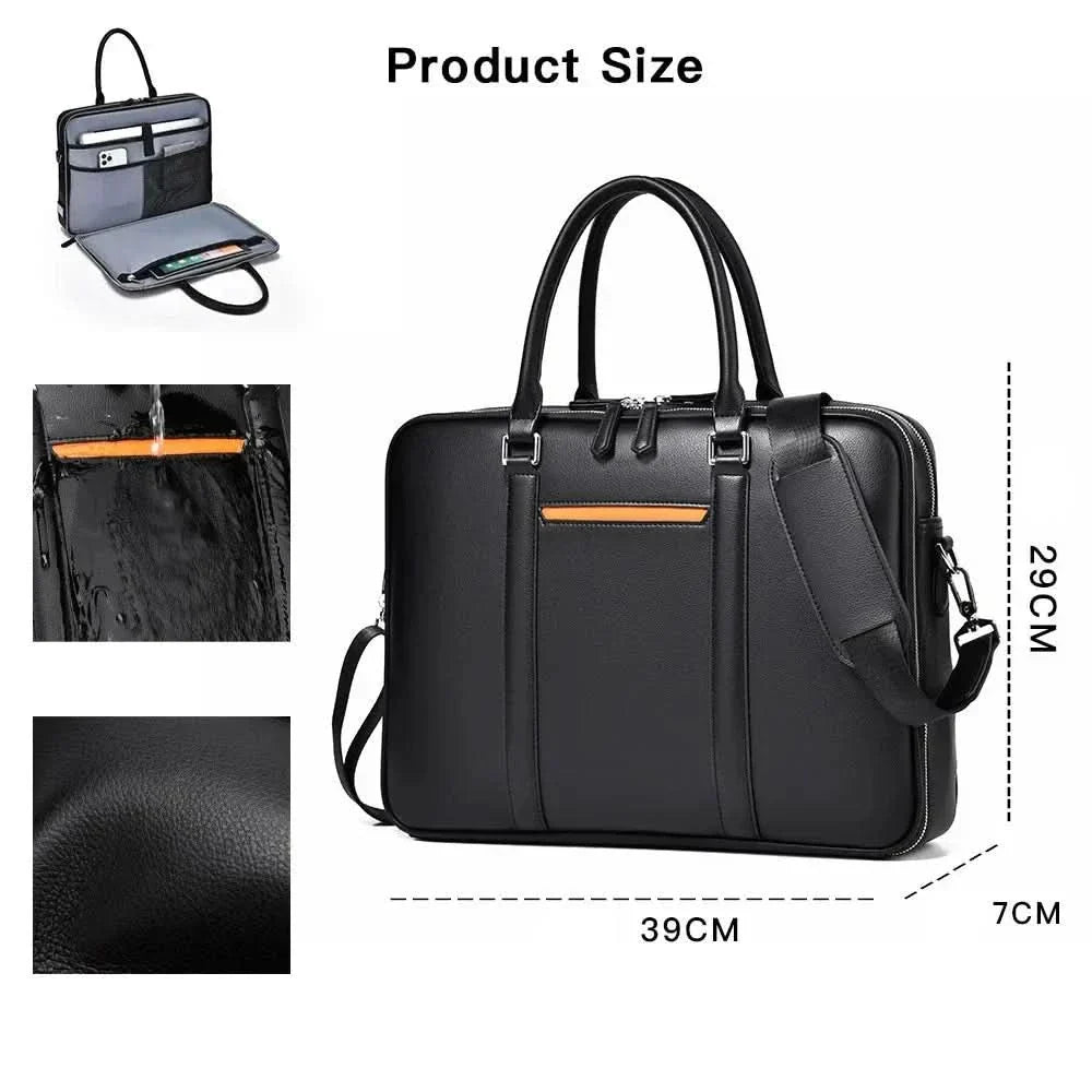 Skanto | Manhattan Læder Forretnings Laptop Dokumentmappe Crossbody Håndtaske