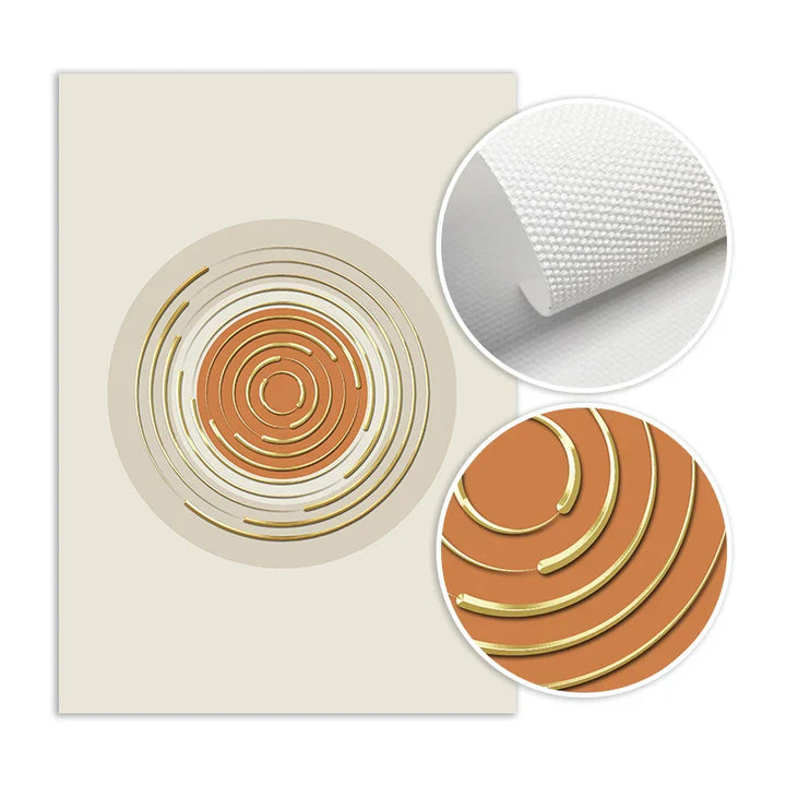 Abstract Geometric Taupe Terracotta Landscape Sun Moon Wall Art Fine Art Canvas Print Pictures For Living Room Bedroom Decor | Skanto
