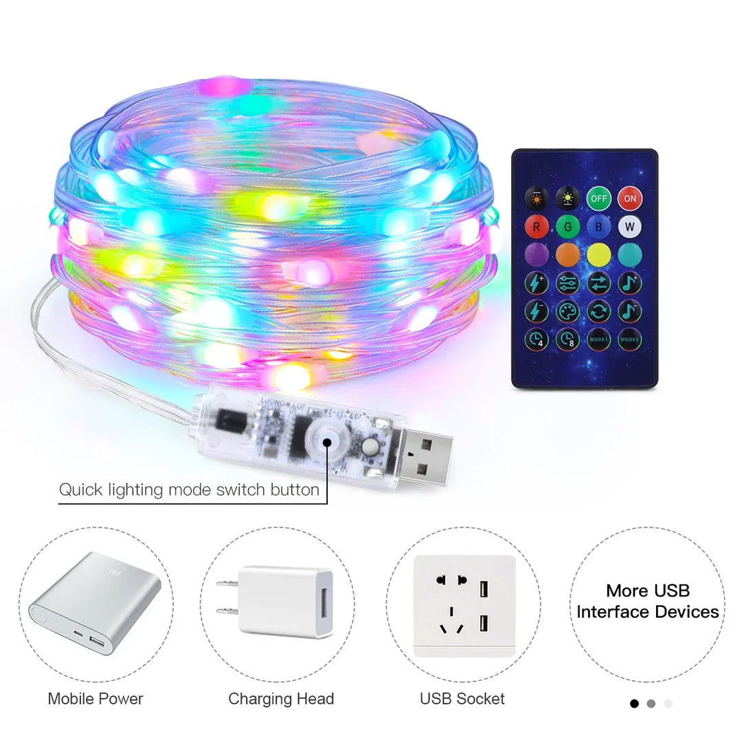 Bluetooth Fairy String Julelys - Vanntett LED Girlander for Juletre, App- og Fjernkontrollert Høytidsdekorasjon