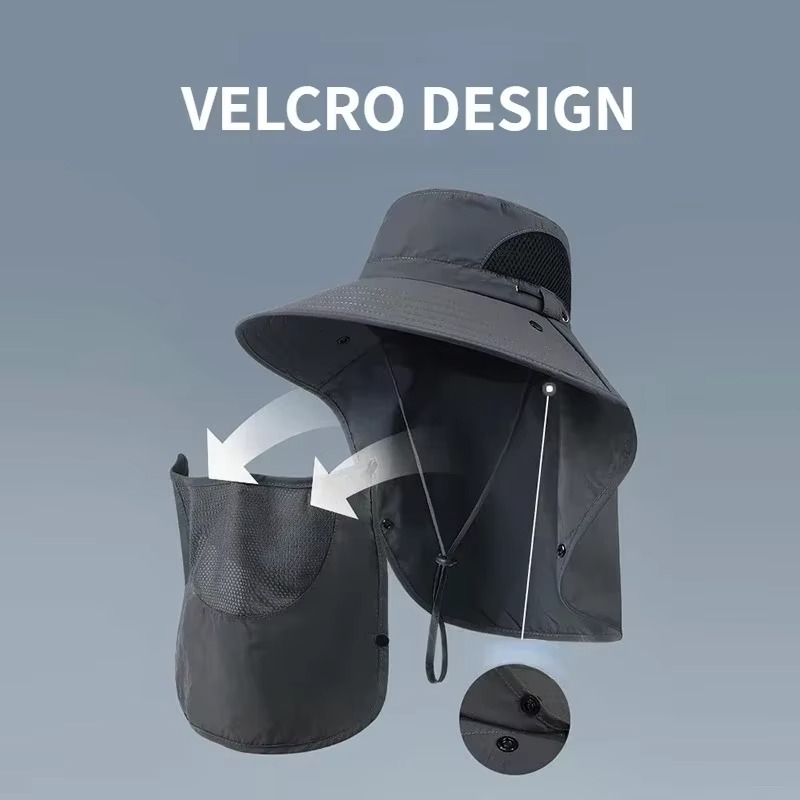 Skanto | UV-beskyttelse utendørs solhatt med bred brim og nakkeflapp for fotturer, fiske og camping