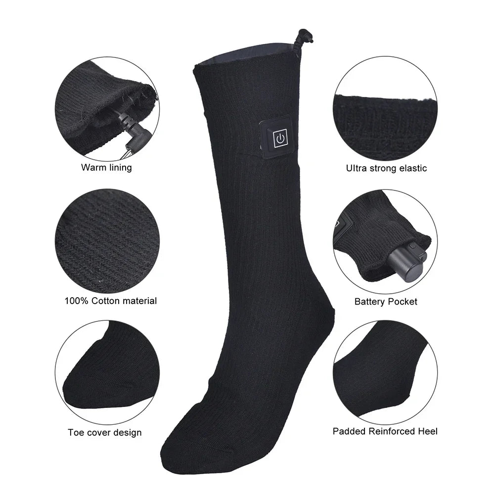 Skanto | Elektrisk oppvarmede sokker | USB oppvarmede sokker for kvinner og menn | 3 varmeinnstillinger | Ideell for ski, sykling og utendørs | ThermaStep