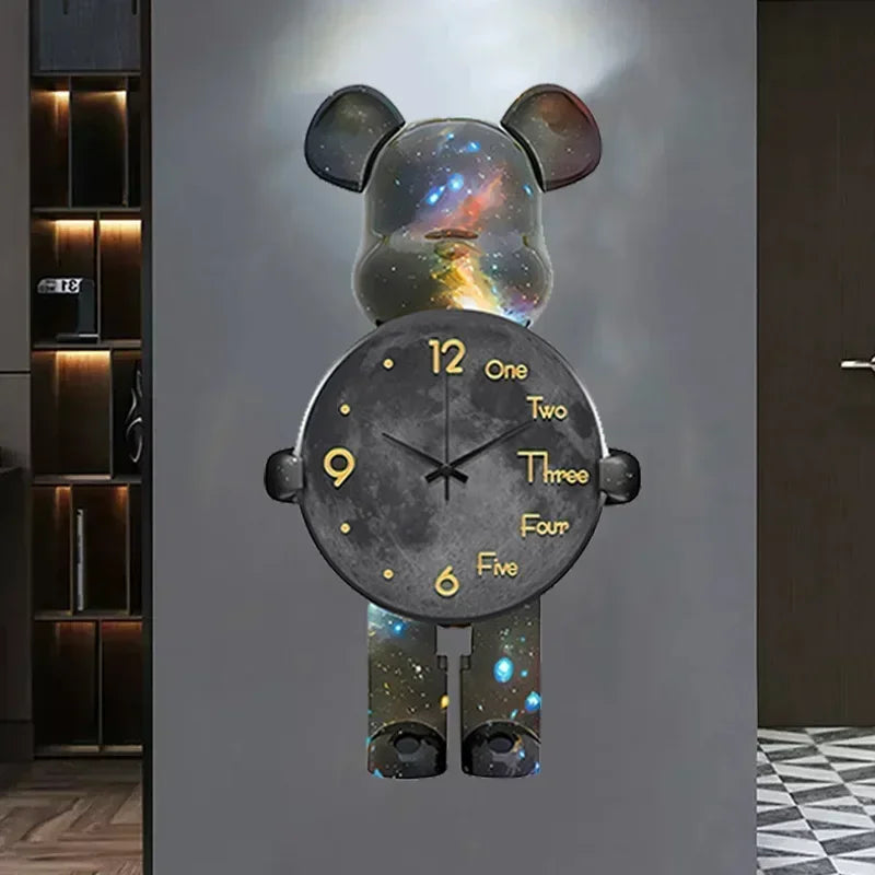 Glødende Stjerne Bamse LED Veggklokke | Skanto