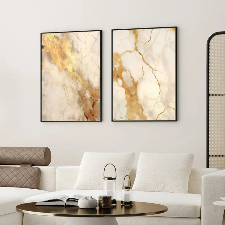Modern Black Beige Gold Fluid Marble Print Abstract Wall Art Fine Art Canvas Prints Pictures for Living Room Bedroom Decor | Skanto