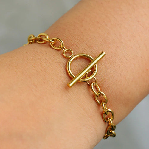 Skanto | Elegant papirklips sirkel bar lås armbånd