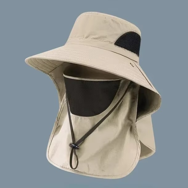 Skanto | UV-beskyttelse utendørs solhatt med bred brim og nakkeflapp for fotturer, fiske og camping