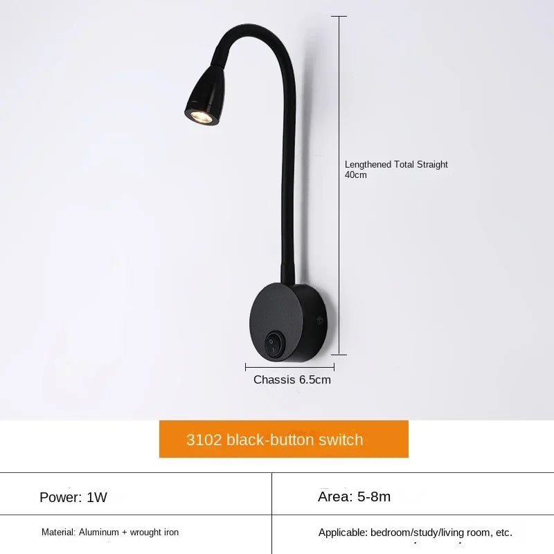 Skanto | Allsidig LED Vegglampe: Moderne, Fleksibel, Perfekt for å Lese i Sengen