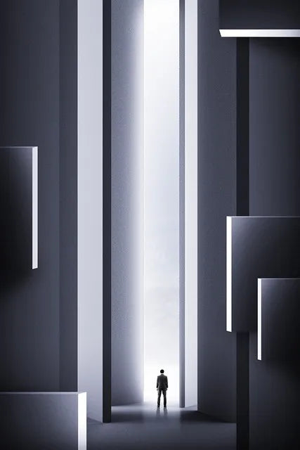Modern Geometric Architectural Landscape Wall Art Fine Art Canvas Prints Pictures for Studio Home Office Entryway Inspiring Art Decor | Skanto