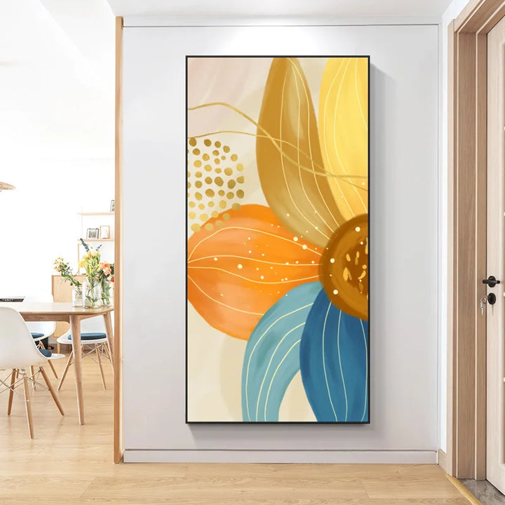 Large Floral Abstract Wall Art Fine Art Canvas Prints Orange Yellow Petal Flowers Posters Pictures for Living Room Home Decor | Skanto