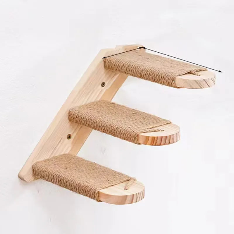 Kattestige for veggmontering laget av tre med sisal Skanto