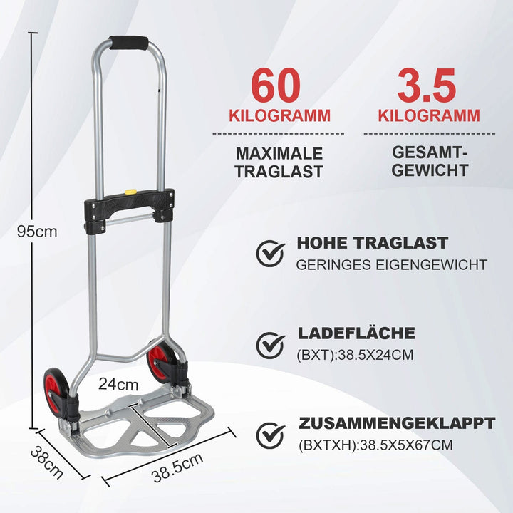 Sekkevogn Sammenleggbar transportvogn 60 kg Lastkapasitets | Skanto