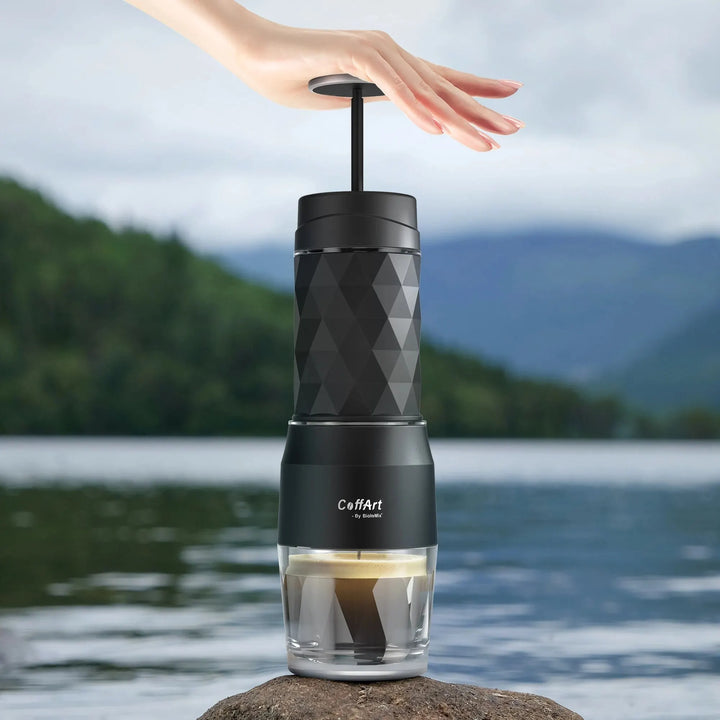 Skanto | Bærbar Kaffemaskin Espresso Maskin Håndpresse Kapsel Malt Kaffe Brygger Bærbar for Reiser og Piknik, BioloMix