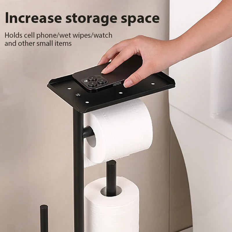 Toalettpapirholder med børste og hylle | Skanto