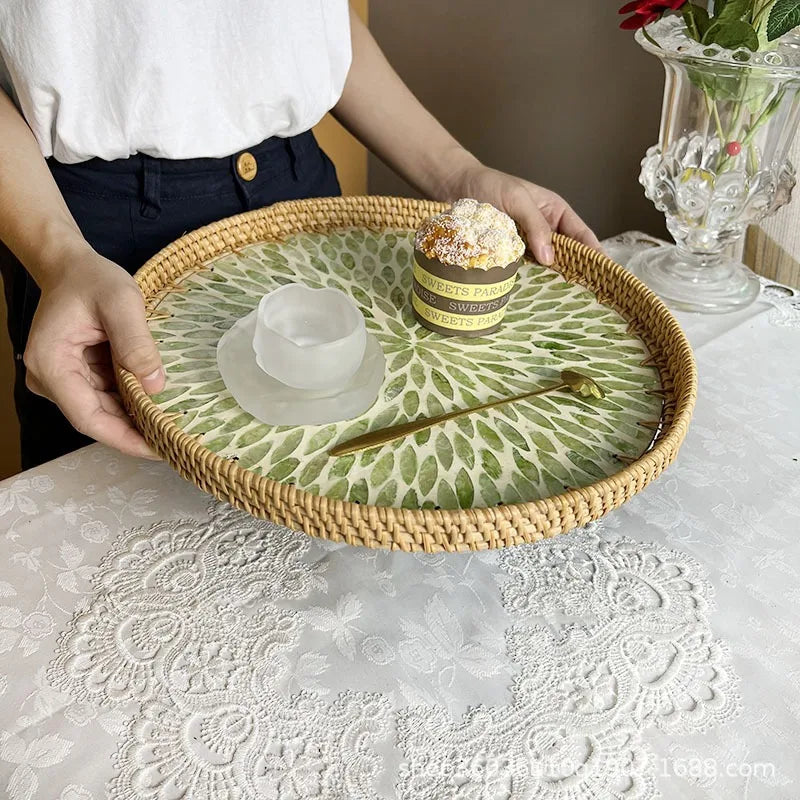 Skanto | Lotus Leaf Rattan & Shell Fruktbolle Brett