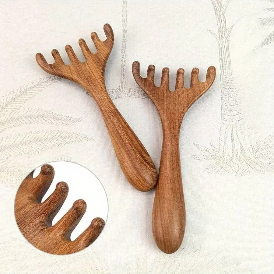 Skanto | Sandeltre Gevir-formet Gua Sha Hodebunnmassasje