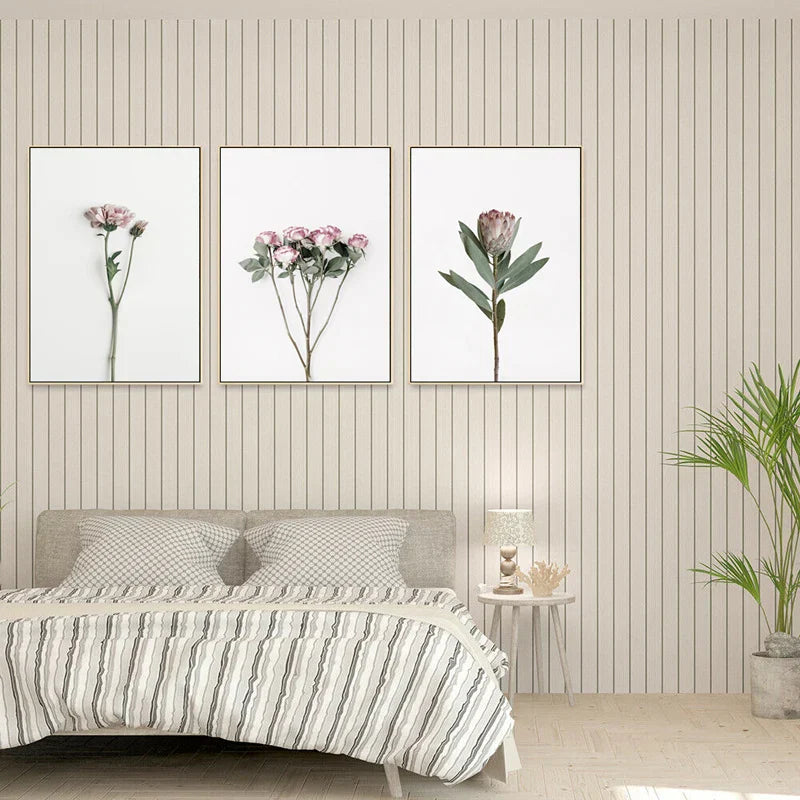 Minimalist Pink Floral Botanical Wall Art Fine Art Canvas Prints Posters Elegant Pictures For Nordic Living Room Dining Room Bedroom Art Decor | Skanto