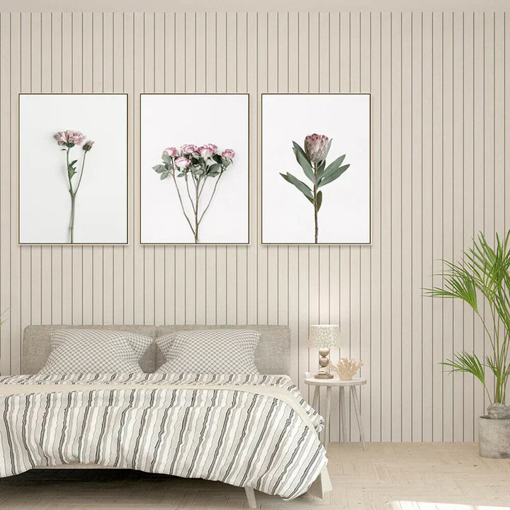 Minimalist Pink Floral Botanical Wall Art Fine Art Canvas Prints Posters Elegant Pictures For Nordic Living Room Dining Room Bedroom Art Decor | Skanto