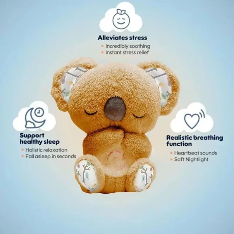 Skanto | Koseklump Koala Plush Søvnkamerat med Mild Glød og Beroligende Lyder