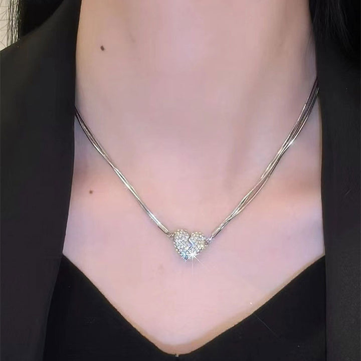 Skanto | Ice Love Magnetisk Zirkon Hjerte Smykke