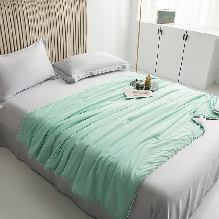 Air Condition Sommer Komforter — Ren Farge Is Silke Kjøleteppe, Lett & Glatt Twin/King Størrelse Quilt | Skanto