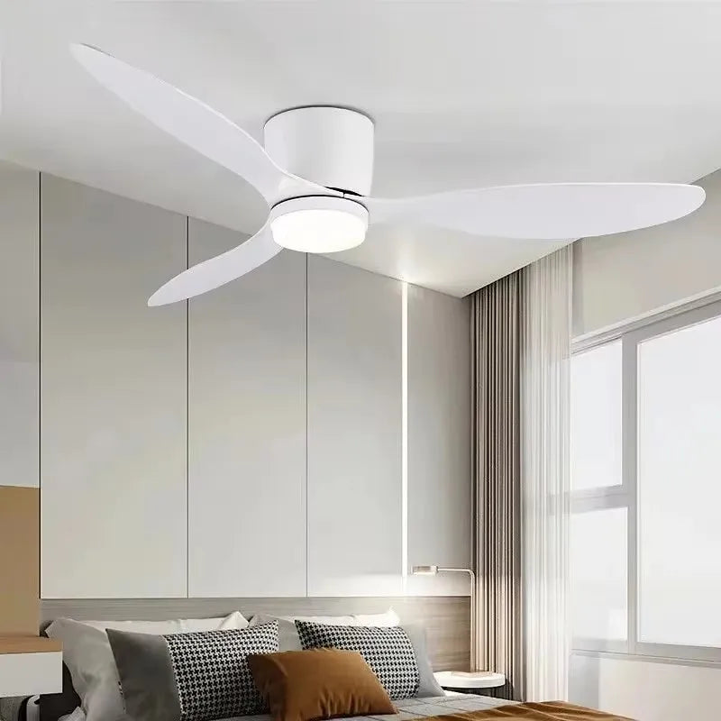 42/52 Tommers Takvifter med LED Lys - 3 Farger, 6 Hastigheter DC Motor, Fjernkontroll, Lave Gulvdekorative Vifter med Belysning | Skanto