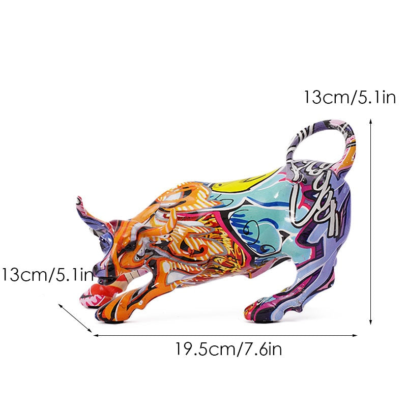Skanto | Graffiti-Maling Harpiks Tyr Figur Home Stue Soverom Kontor Skrivebord Feng Shui Ornament Samling Statuetter