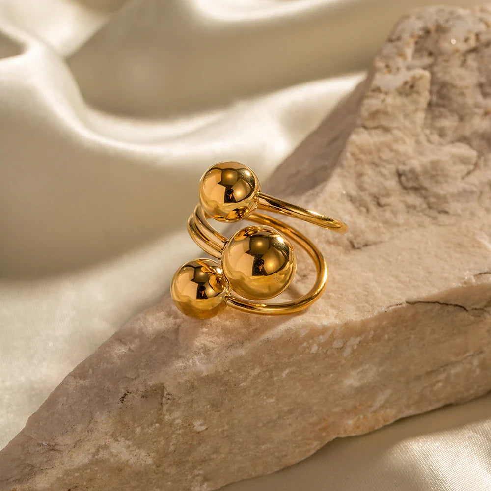 Skanto | 18k Bold Tre Kule Åpen Ring