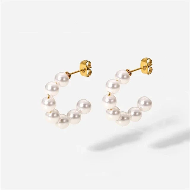 Skanto | Elegant C Hoop Perle Øredobber
