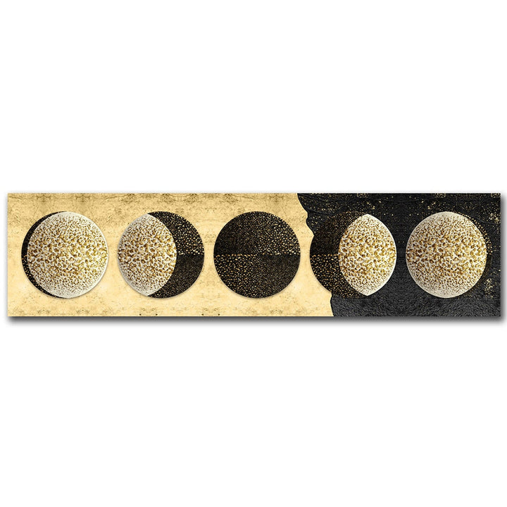 Moon Phases Wide Format Black White Wall Art Canvas Print Pictures For Bedroom Above Bed Living Room Decor | Skanto