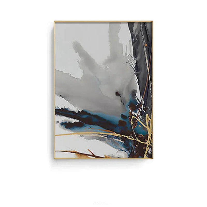 Moderne abstrakte florale veggkunst Fine Art lerrettrykk blå grå botaniske bilder for stue soverom veggkunst dekor | Skanto