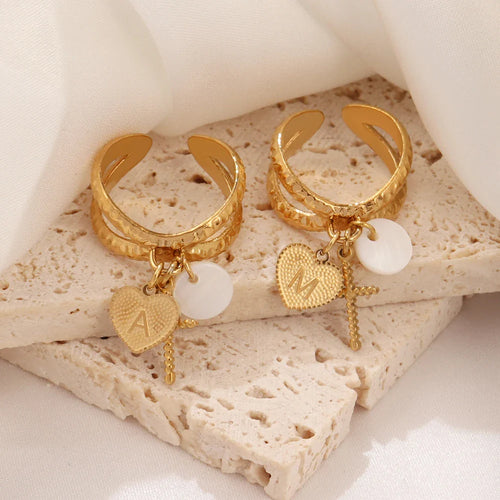 Skanto | Delikat Kors & Hjerte Initial Ring