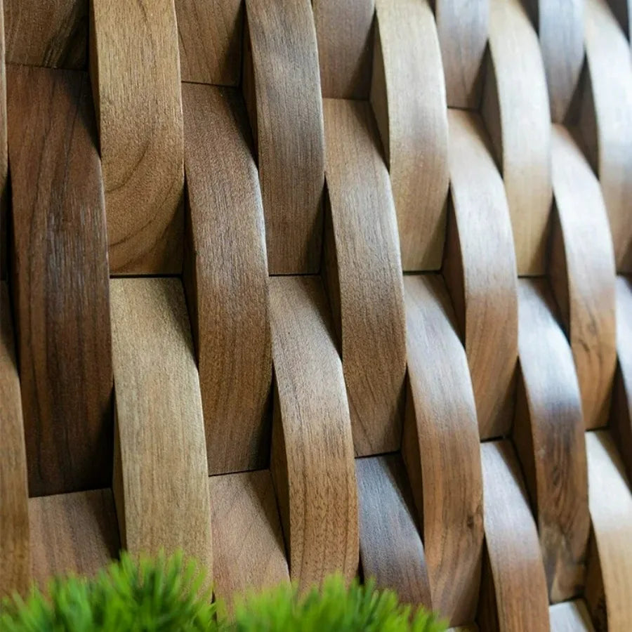 3D-Mosaik-Wandpanel fra Massivholz med Akustikdesign