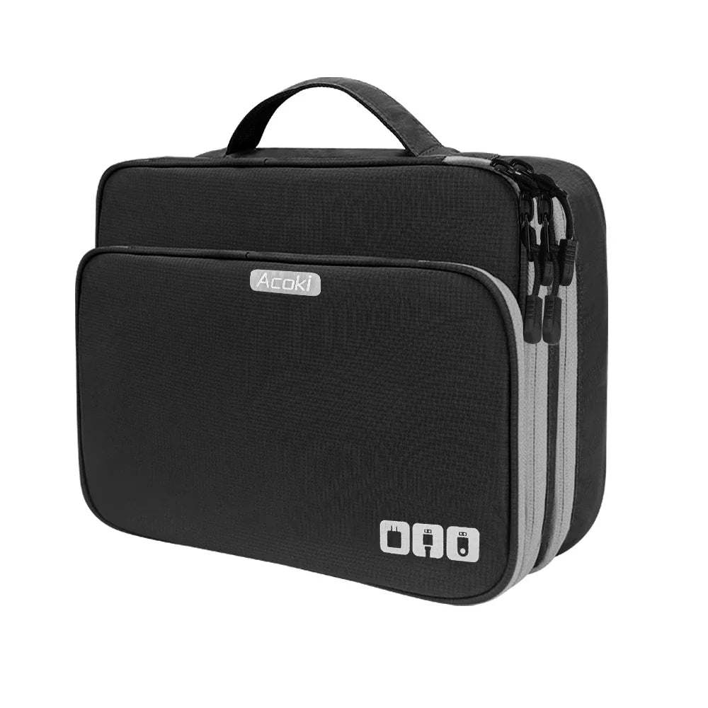 Norvo | Elektronikk Organisator TECHNIVO LayerPro | 3-Lags Kabelpose | Vanntett & Stor Volum | For iPad, Ladere & Tilbehør