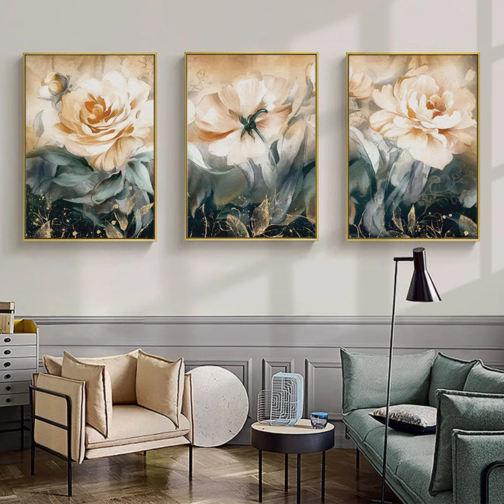 Serene Pastel Petals Floral Abstract Wall Art Fine Art Canvas Print Modern Botanical Pictures For Living Room Dining Room Art Decor | Skanto