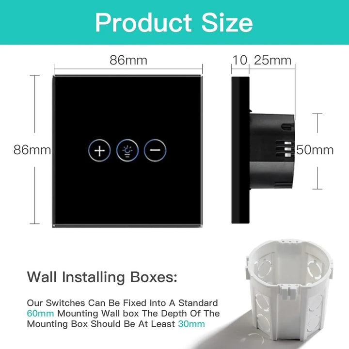 Tuya Smart Light Wall Switch med nøytral leder - WiFi-enhet Dimmerkontroll via SmartLife Google Alexa-apper