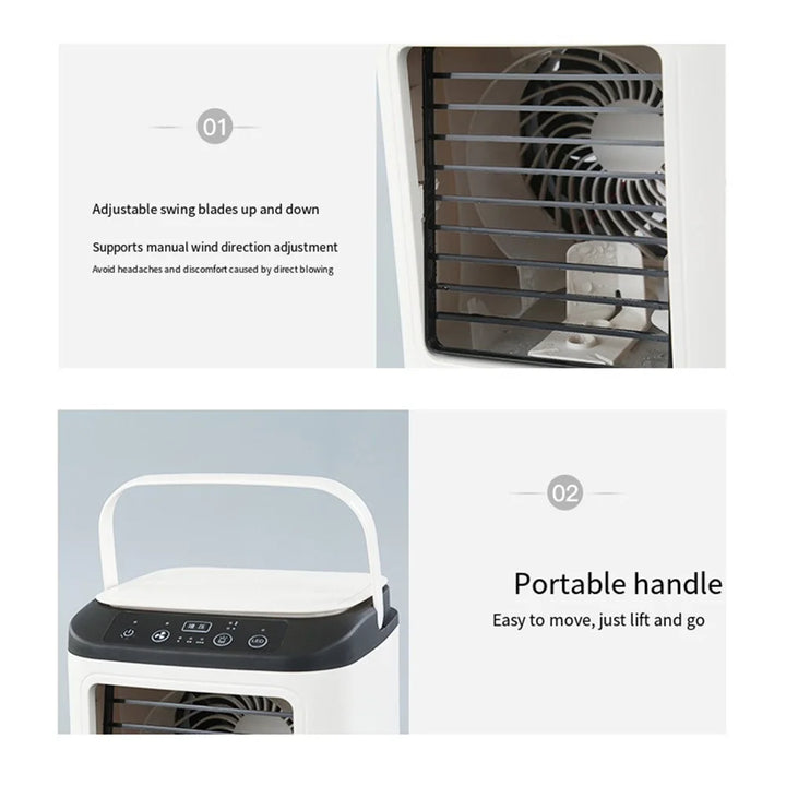 USB Bærbar Mini Air Conditioner Vifte – 3-Hastighets Skrivebords Kjølevifte med LED Nattlys, Luftkjøler for Hjemmet, Kontoret og Camping | Skanto