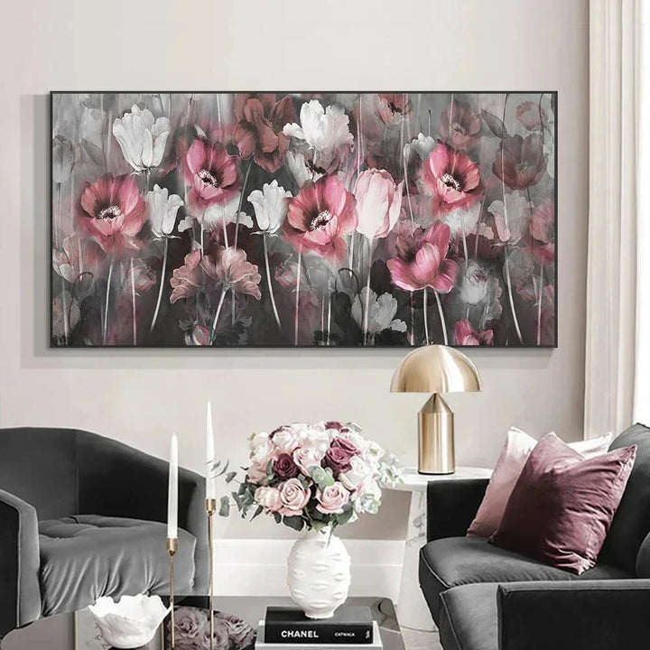 Large White Flower Abstract Wall Art Fine Art Canvas Prints Modern Botanical Pictures For Living Room Hotel Room Bedroom Art Decor | Skanto
