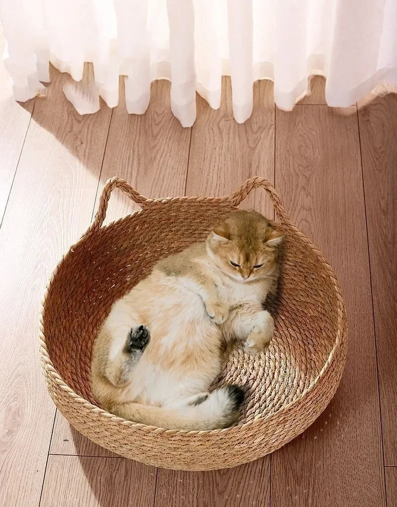 Rattan kattekurv håndlaget & vaskbar Skanto