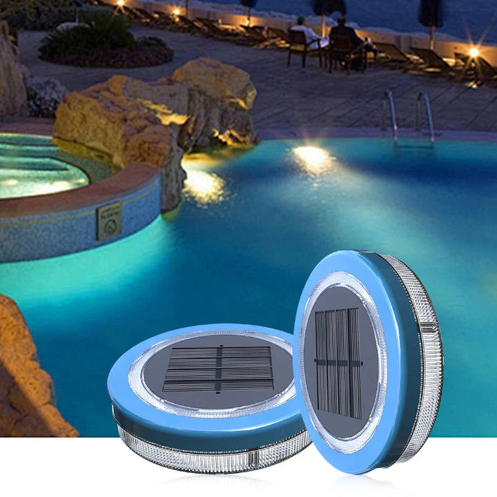 Skanto | AquaGlow Solar Pool Light | Flytende & Vanntett | Blå LED | 11,6×2,5 cm