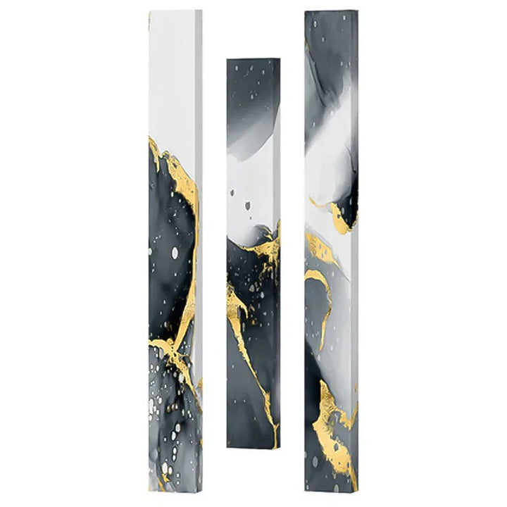 Abstract Gray Fluid Marble Wall Art Fine Art Canvas Print Tall Vertical Slim Format Pictures for Modern Loft Apartment Living Room Office Decor | Skanto