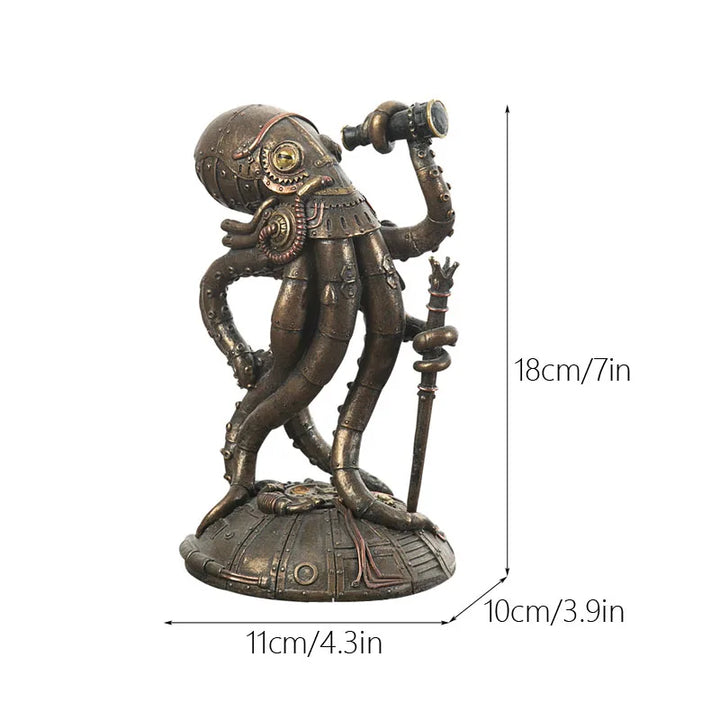 Skanto | Steampunk Blekkulf Mekanisk Reisende Figurer Hjemmedekorasjoner